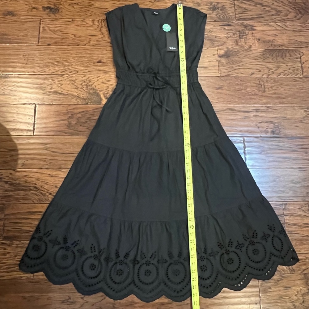 NWT $268 Rails Lucia Eyelet Midi Dress Size XS Black Eco - Picture 13 of 16